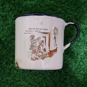 Antique Metal Enamel Child's Nursery Rhyme Cup